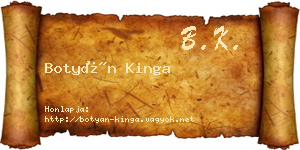 Botyán Kinga névjegykártya